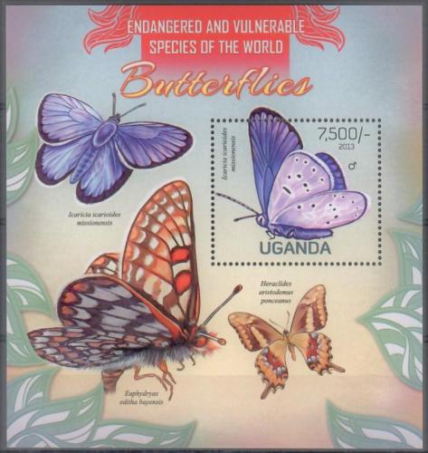 Poštovní známka Uganda 2013 Motýli Mi# Block 416 Kat 9€