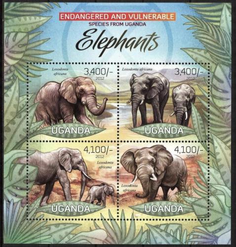 Poštovní známky Uganda 2012 Sloni Mi# 2965-68 Kat 13€