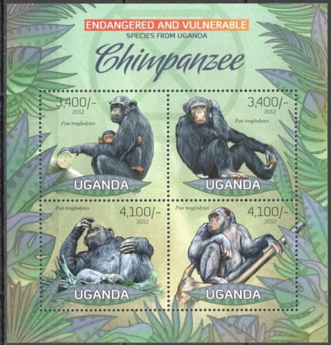 Poštovní známky Uganda 2012 Šimpanzi Mi# 2995-98 Kat 13€