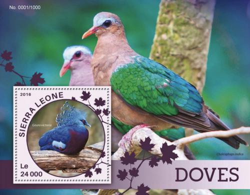 Poštovní známka Sierra Leone 2016 Holubi Mi# Block 900 Kat 11€