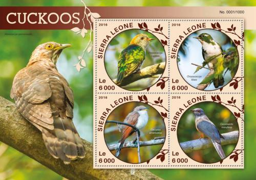 Poštovní známky Sierra Leone 2016 Kukaèky Mi# 6843-46 Kat 11€