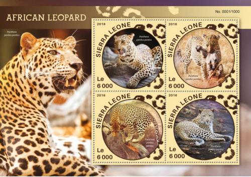 Poštovní známky Sierra Leone 2016 Levharti Mi# 6898-6901 Kat 11€