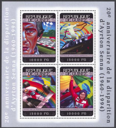 Poštovní známky Guinea 2014 Formule 1, Ayrton Senna Mi# 10487-90 Kat 20€