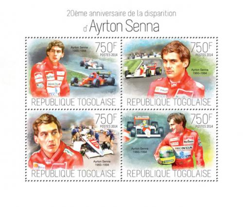 Poštovní známky Togo 2014 Ayrton Senna, Formule 1 Mi# 5615-18 Kat 12€