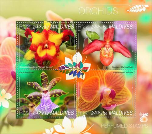 Poštovní známky Maledivy 2014 Orchideje Mi# 5400-03 Kat 11€
