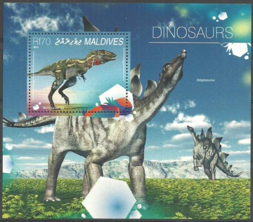 Poštovní známka Maledivy 2014 Dinosauøi Mi# Block 747 Kat 9€ 
