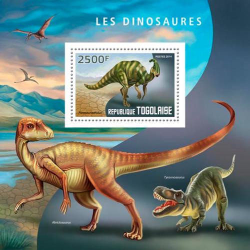 Poštovní známka Togo 2014 Dinosauøi Mi# Block 1021 Kat 10€