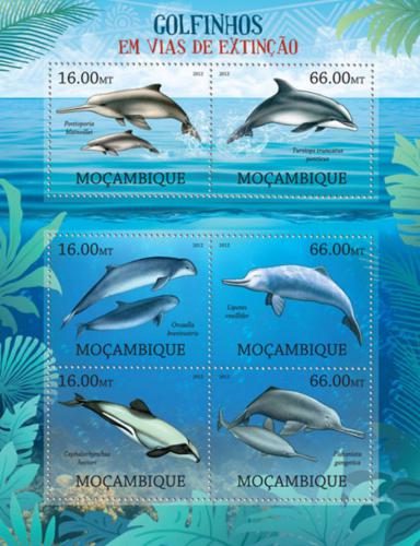 Poštovní známky Mosambik 2012 Delfíni na cestì k vyhynutí Mi# 5817-22 Kat 14€