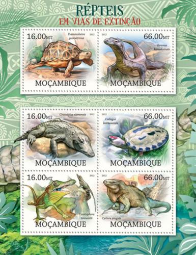 Poštovní známky Mosambik 2012 Plazi na cestì k vyhynutí Mi# 5760-65 Kat 14€