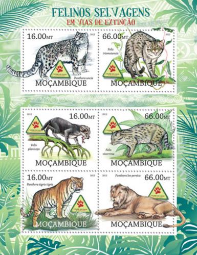 Poštovní známky Mosambik 2012 Koèkovité šelmy na cestì k vyhynutí Mi# 5803-08 14€