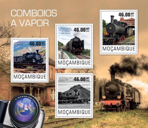 Poštovní známky Mosambik 2014 Parní lokomotivy Mi# 7660-63 Kat 10€
