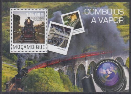 Poštovní známka Mosambik 2014 Parní lokomotivy Mi# Block 972 Kat 10€