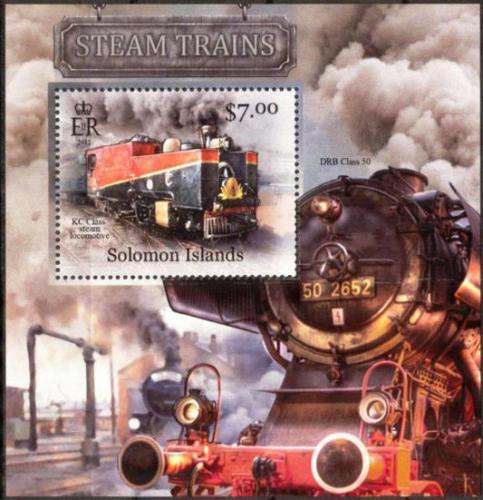 Poštovní známka Šalamounovy ostrovy 2013 Parní lokomotivy Mi# 1671 Block