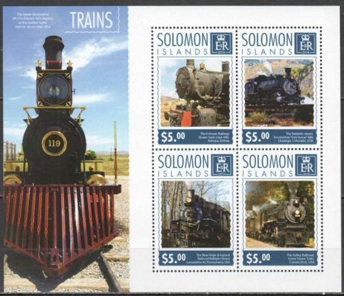 Poštovní známky Šalamounovy ostrovy 2014 Parní lokomotivy Mi# 2962-65