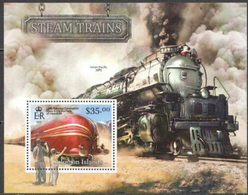 Poštovní známky Šalamounovy ostrovy 2013 Parní lokomotivy Mi# Block 128 Kat 12€