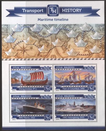 Poštovní známky Maledivy 2015 Lodì Mi# 5510-13 Kat 11€