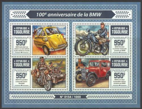 Poštovní známky Togo 2016 BMW, 100. výroèí Mi# 7258-61 Kat 15€
