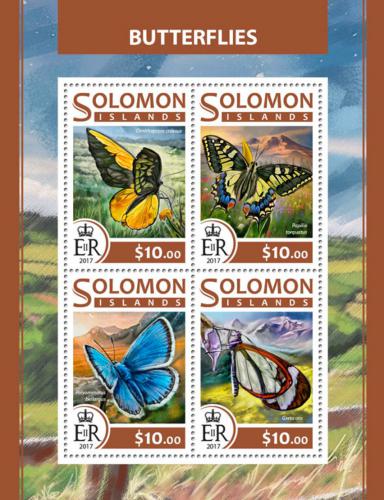 Poštovní známky Šalamounovy ostrovy 2017 Motýli Mi# 4426-29 Kat 12€