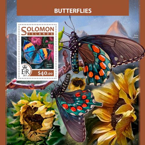 Poštovní známka Šalamounovy ostrovy 2017 Motýli Mi# Block 637 Kat 12€