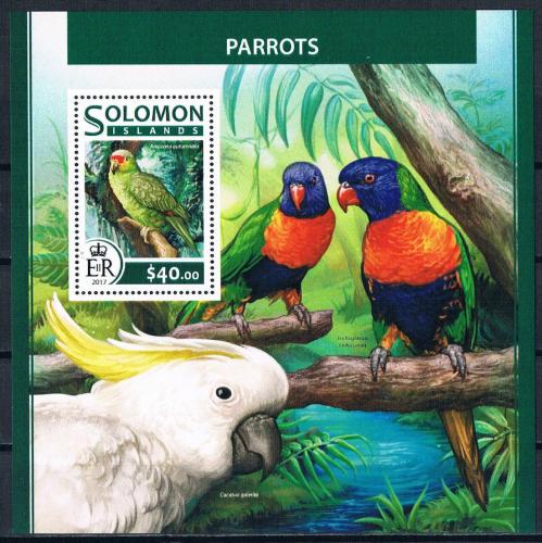 Poštovní známka Šalamounovy ostrovy 2017 Papoušci Mi# Block 640 Kat 12€ 
