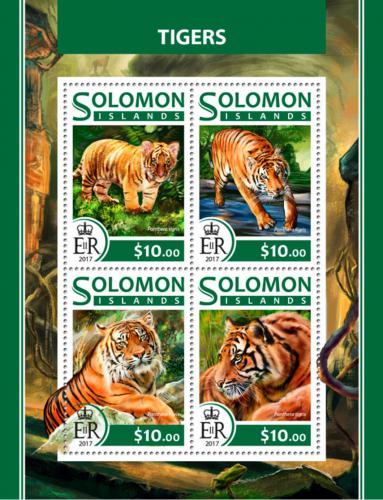 Poštovní známky Šalamounovy ostrovy 2017 Tygøi Mi# 4456-59 Kat 12€