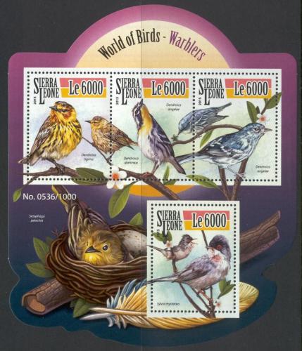 Poštovní známky Sierra Leone 2015 Zpìvní ptáci Mi# 6516-19 Kat 11€