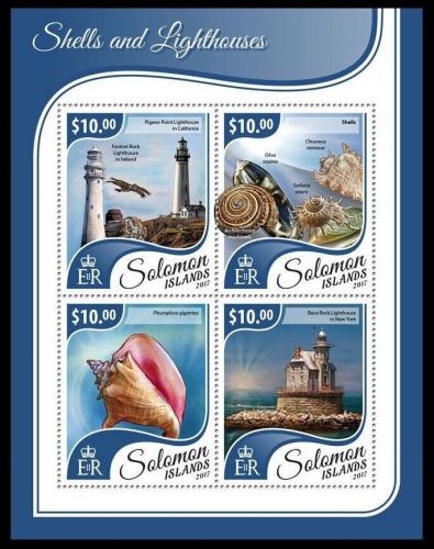 Poštovní známky Šalamounovy ostrovy 2017 Mušle a majáky Mi# 4647-50 Kat 12€