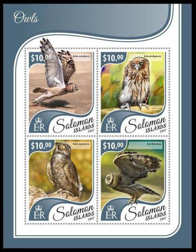 Poštovní známky Šalamounovy ostrovy 2017 Sovy Mi# 4672-75 Kat 12€