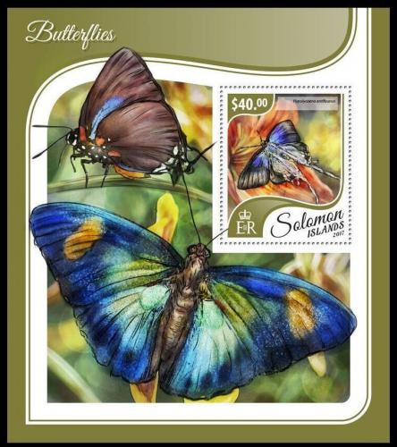 Poštovní známka Šalamounovy ostrovy 2017 Motýli Mi# Block 679 Kat 12€ 