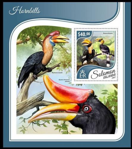 Poštovní známka Šalamounovy ostrovy 2017 Zoborožci Mi# Block 684 Kat 12€