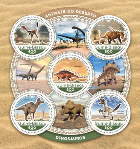 Poštovní známky Guinea-Bissau 2016 Dinosauøi Mi# 8787-91 Kat 11€