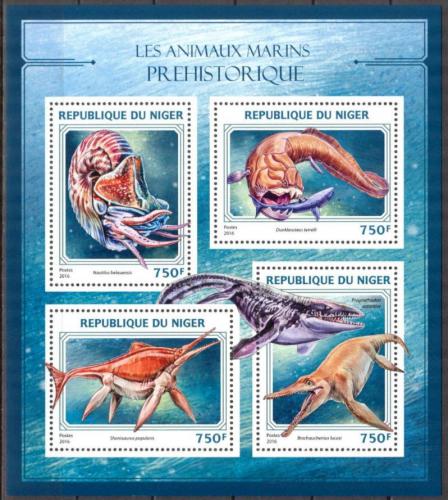 Poštovní známky Niger 2016 Moøští dinosauøi Mi# 4432-35 Kat 12€