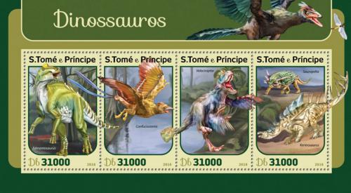Poštovní známky Svatý Tomáš 2016 Dinosauøi Mi# 6841-44 Kat 12€