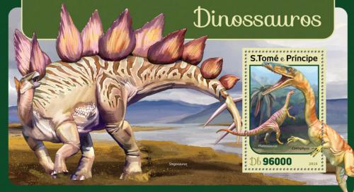 Poštovní známka Svatý Tomáš 2016 Dinosauøi Mi# Block 1218 Kat 10€
