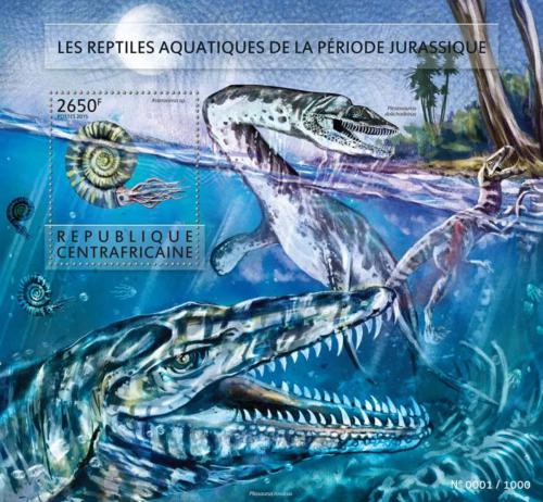 Poštovní známka SAR 2015 Vodní dinosauøi Mi# Block 1338 Kat 12€