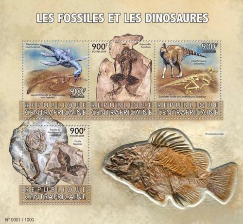 Poštovní známky SAR 2015 Dinosauøi a fosílie Mi# 5895-98 Kat 14€