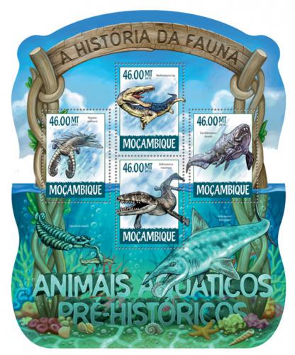 Poštovní známky Mosambik 2015 Vodní dinosauøi Mi# 7869-72 Kat 10€
