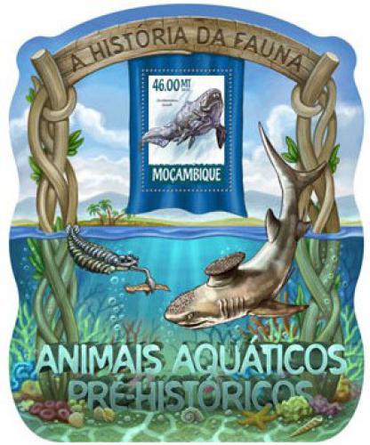 Poštovní známka Mosambik 2015 Vodní dinosauøi Mi# 7869 Block