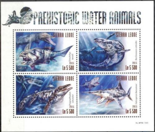 Poštovní známky Sierra Leone 2015 Vodní dinosauøi Mi# 6342-45 Kat 10€