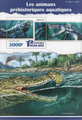 Poštovní známka Togo 2015 Dinosauøi Mi# Block 1216 Kat 12€