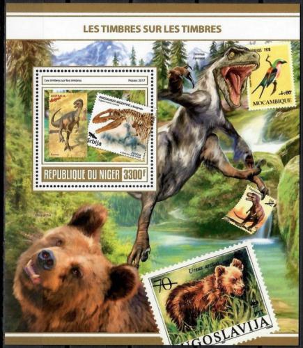 Poštovní známka Niger 2017 Dinosauøi na známkách Mi# Block 715 Kat 13€