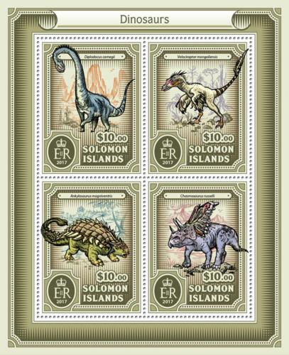 Poštovní známky Šalamounovy ostrovy 2017 Dinosauøi Mi# 4255-58 Kat 12€