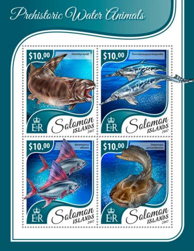 Poštovní známky Šalamounovy ostrovy 2017 Vodní dinosauøi Mi# 4652-55 Kat 12€