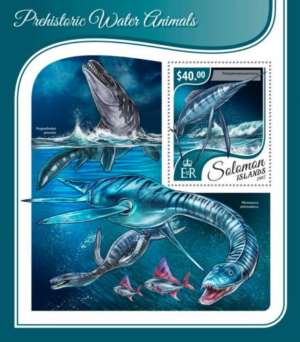 Poštovní známka Šalamounovy ostrovy 2017 Vodní dinosauøi Mi# Block 681 Kat 12€