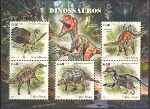 Poštovní známky Guinea-Bissau 2018 Dinosauøi Mi# 9930-34 Kat 12€