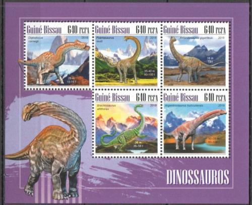 Poštovní známky Guinea-Bissau 2018 Dinosauøi Mi# 10179-83 Kat 12€