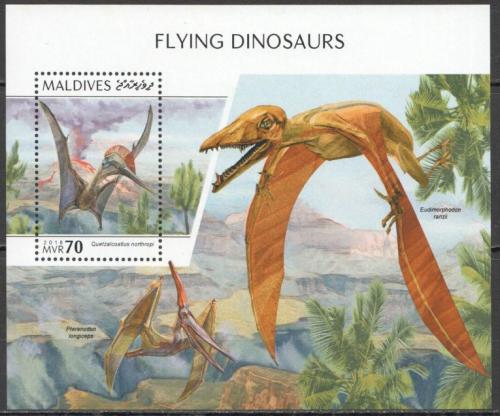 Poštovní známka Maledivy 2018 Létající dinosauøi Mi# Block 1254 Kat 9€
