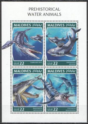 Poštovní známky Maledivy 2018 Vodní dinosauøi Mi# 8010-13 Kat 11€ 