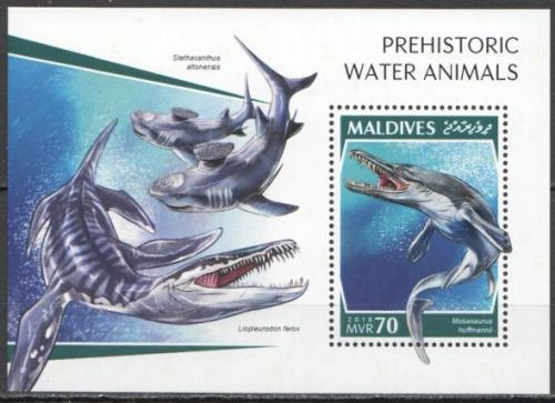 Poštovní známka Maledivy 2018 Vodní dinosauøi Mi# Block 1268 Kat 9€
