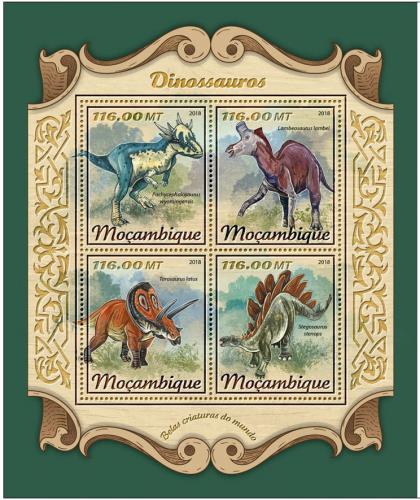 Poštovní známky Mosambik 2018 Dinosauøi Mi# 9219-22 Kat 25€